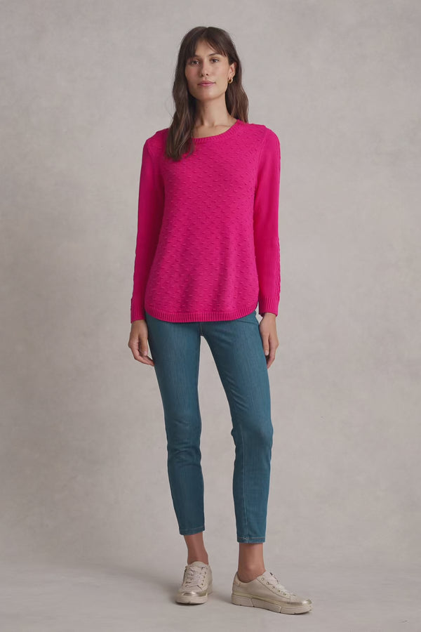 MERINO WOOL POPCORN JUMPER - HOT PINK 