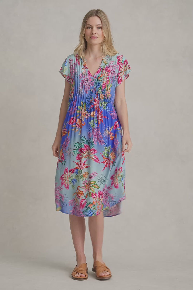 Pleat Front Midi Dress - Midsummer Floral