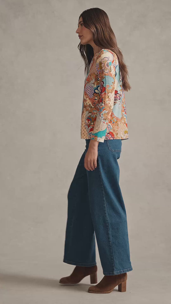 Double Layer Long Sleeve T-Shirt - Rococo Reverie Print