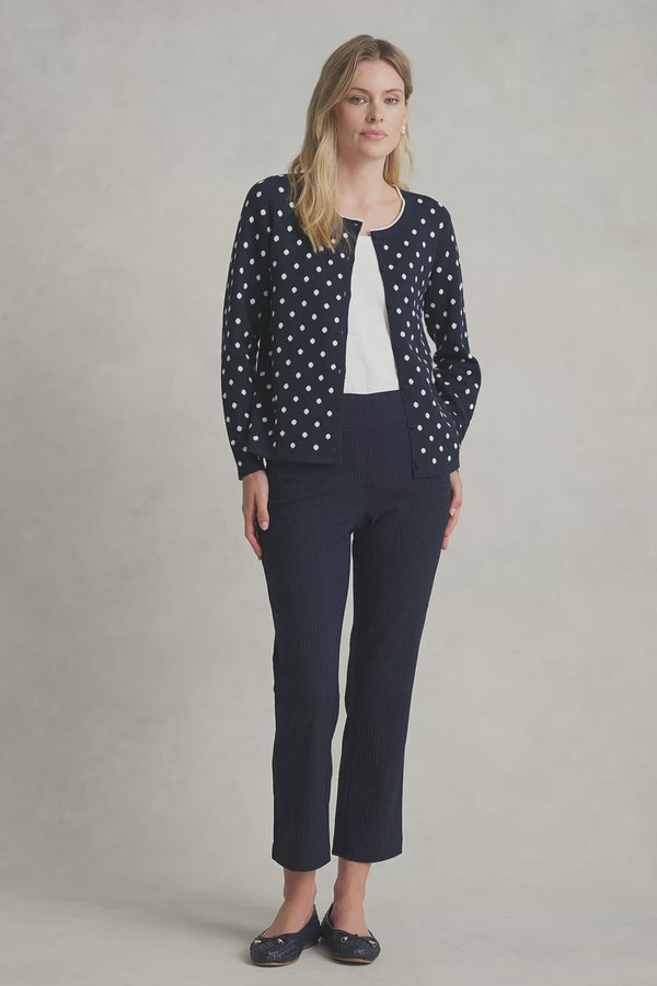 JACQUARD COTTON CARDIGAN - DEEP NAVY SPOT