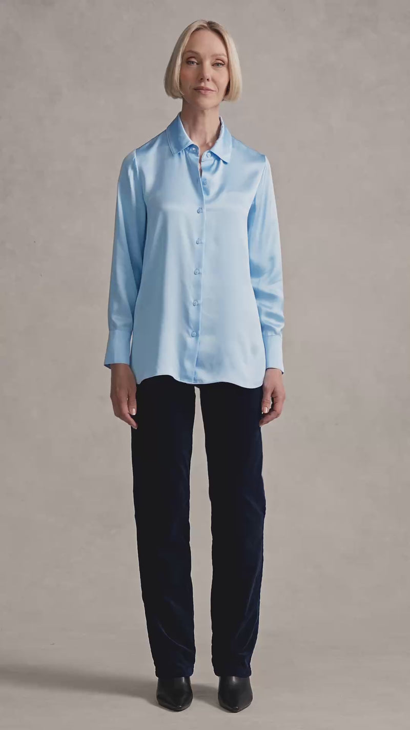 Stretch Silk Shirt - Arctic Blue