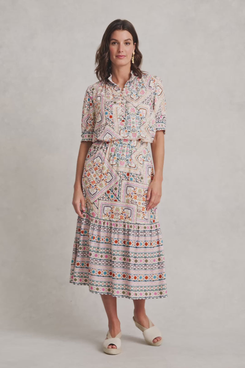 Tier Skirt - Tile Print