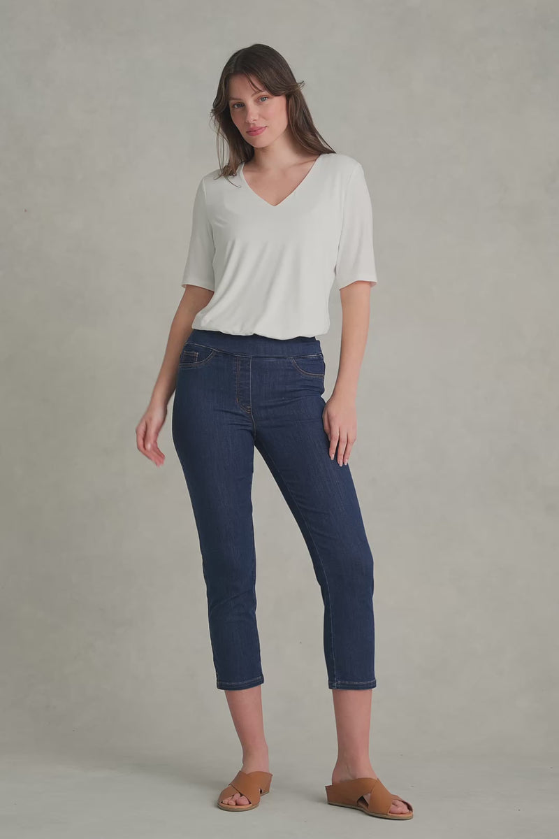 Bengajean Three Quarter Slim Leg - Mid Indigo