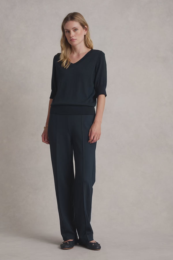 HALF SLEEVE WOOL KNIT - INK 