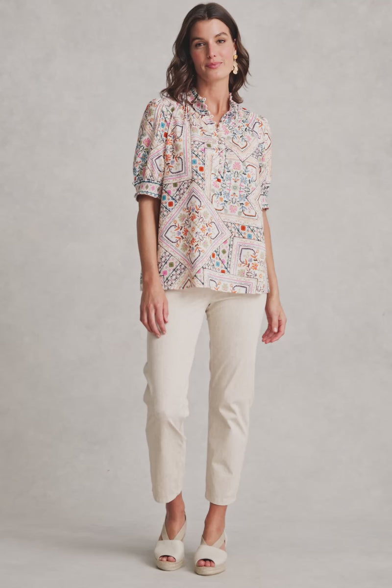 Rayon Blouse - Tile Print