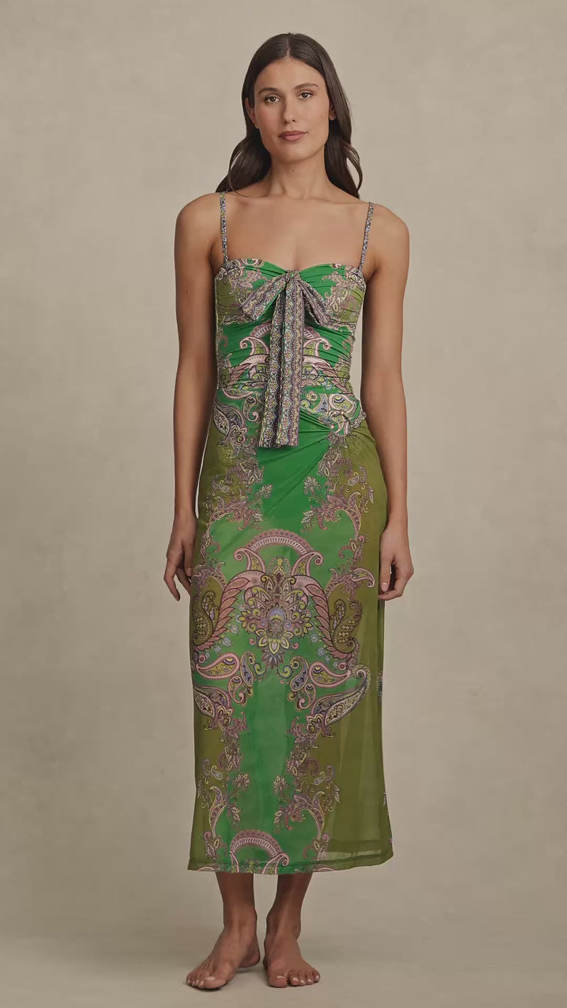 Mesh Skirt - Jade Paisley Print