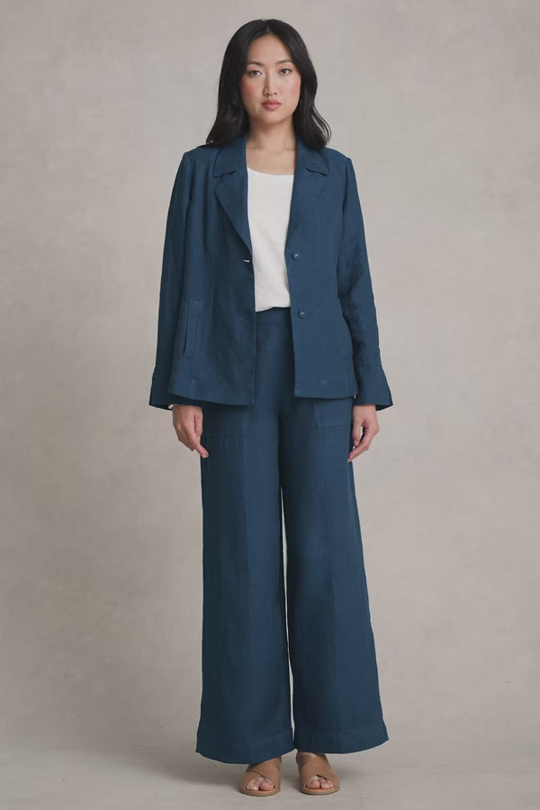 French Linen Jacket - Navy Delave