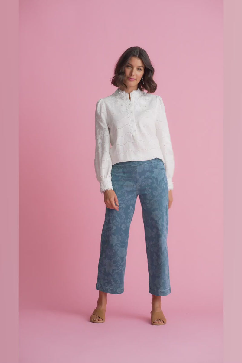 Bengajean Ankle Length Wide Leg - Botanic Laser Print