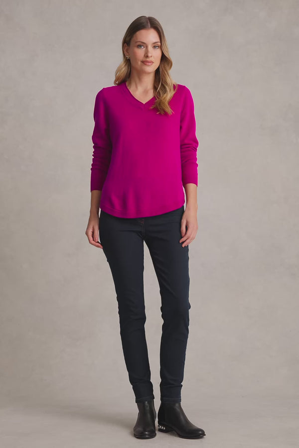 Merino V-Neck Jumper - Jewel
