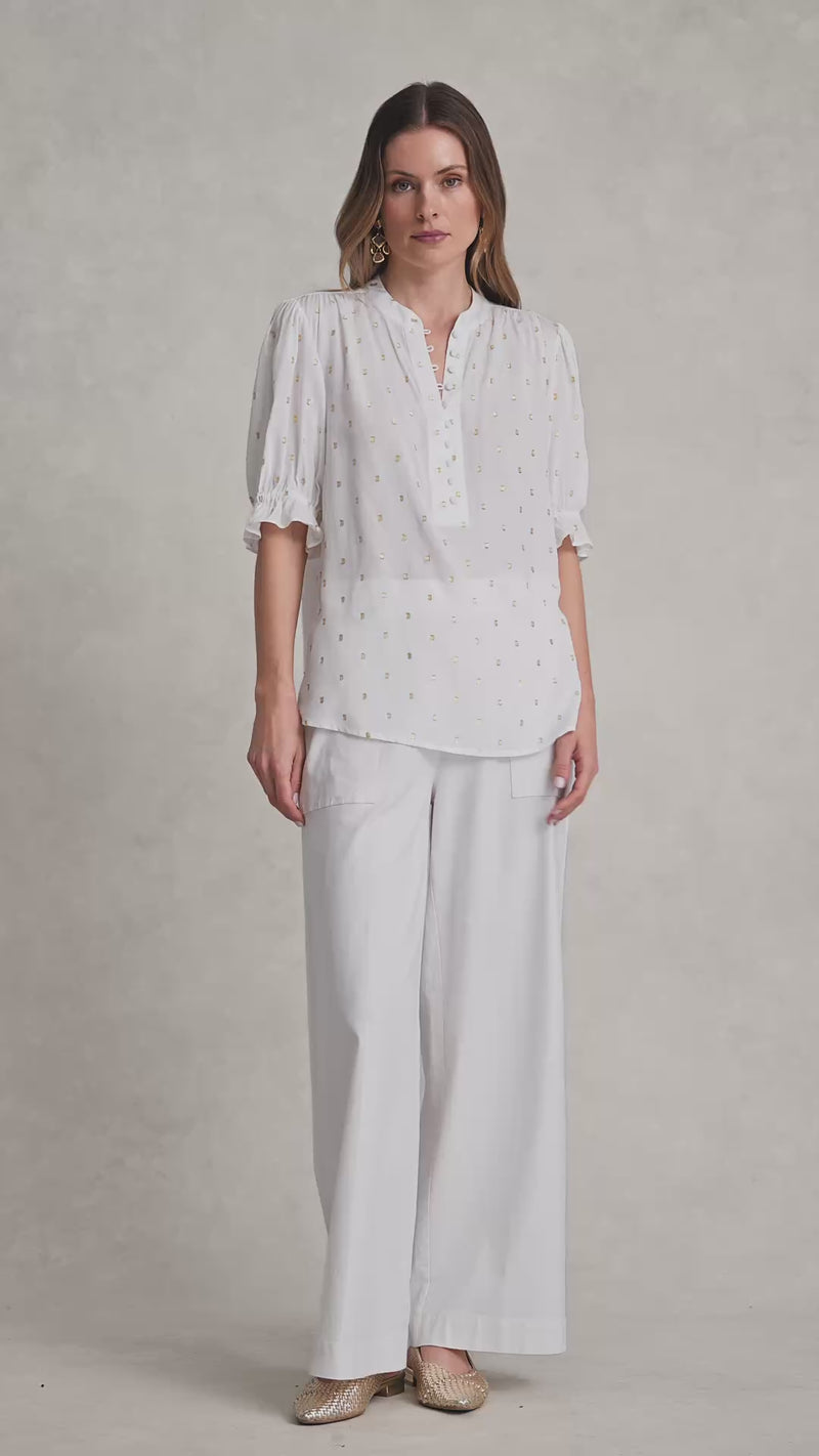 Lurex Clip Blouse - Cream