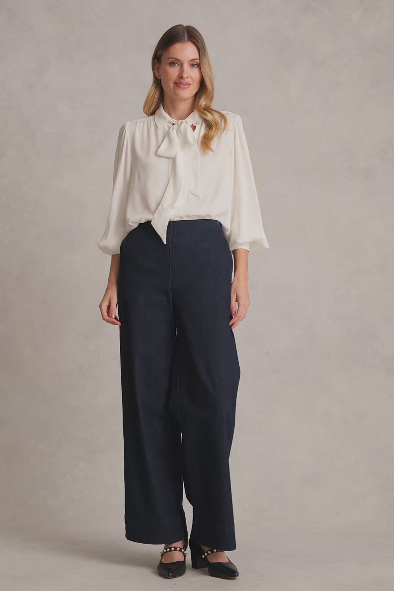 Silk Blend Shirt With Tie - Cream