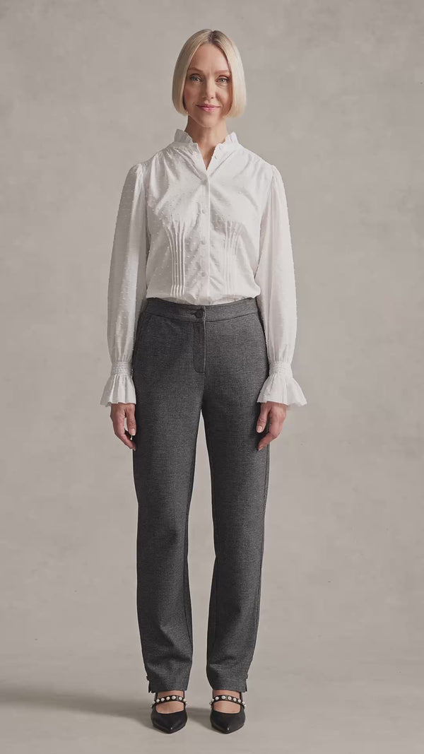 Tab Detail Ponte Pant - Mini Houndstooth