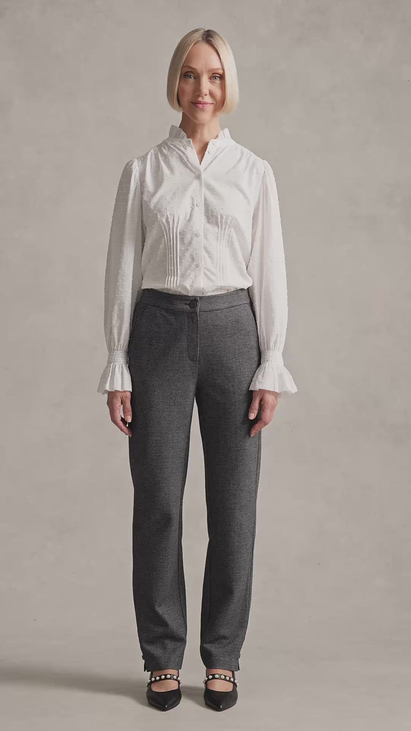Tab Detail Ponte Pant - Mini Houndstooth