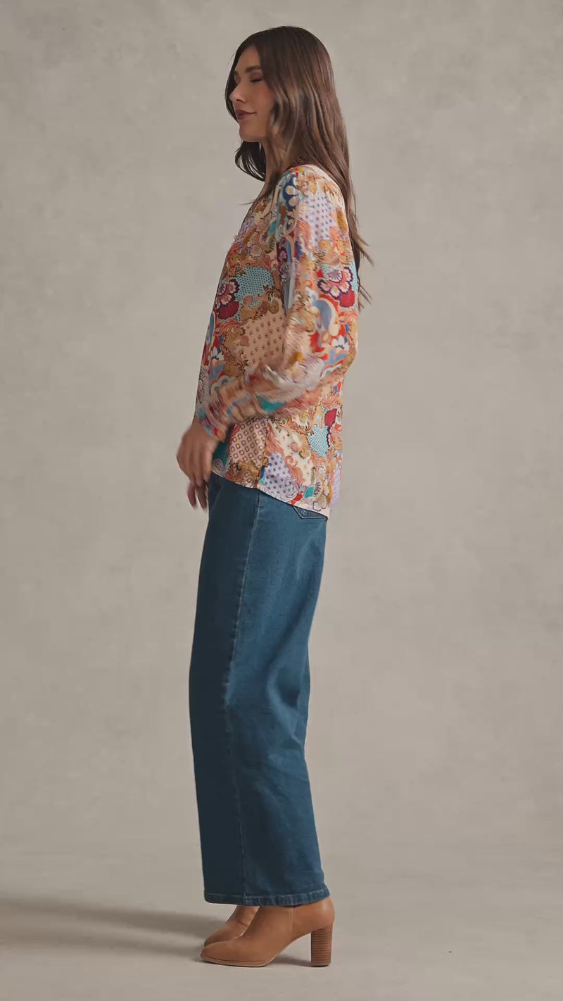 Celeste Georgette Blouse - Rococo Reverie Print