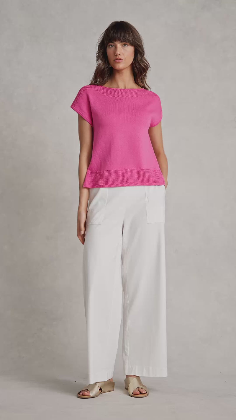 Crochet Trim Knit - Sunset Pink