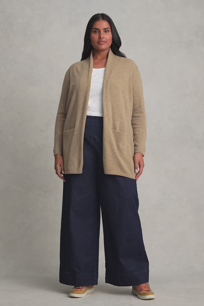 Long Line Wool Cardigan - Taupe Marle