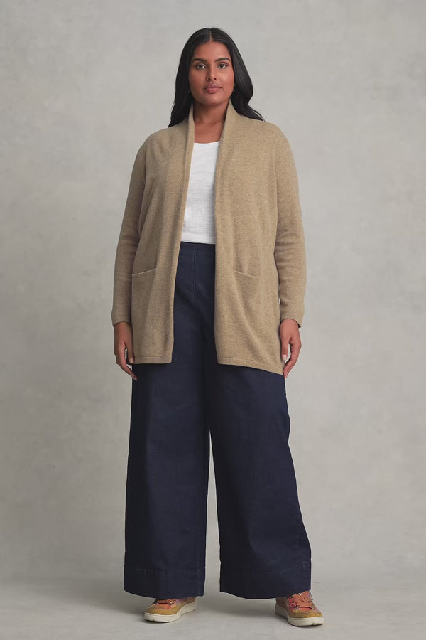 Long Line Wool Cardigan - Taupe Marle