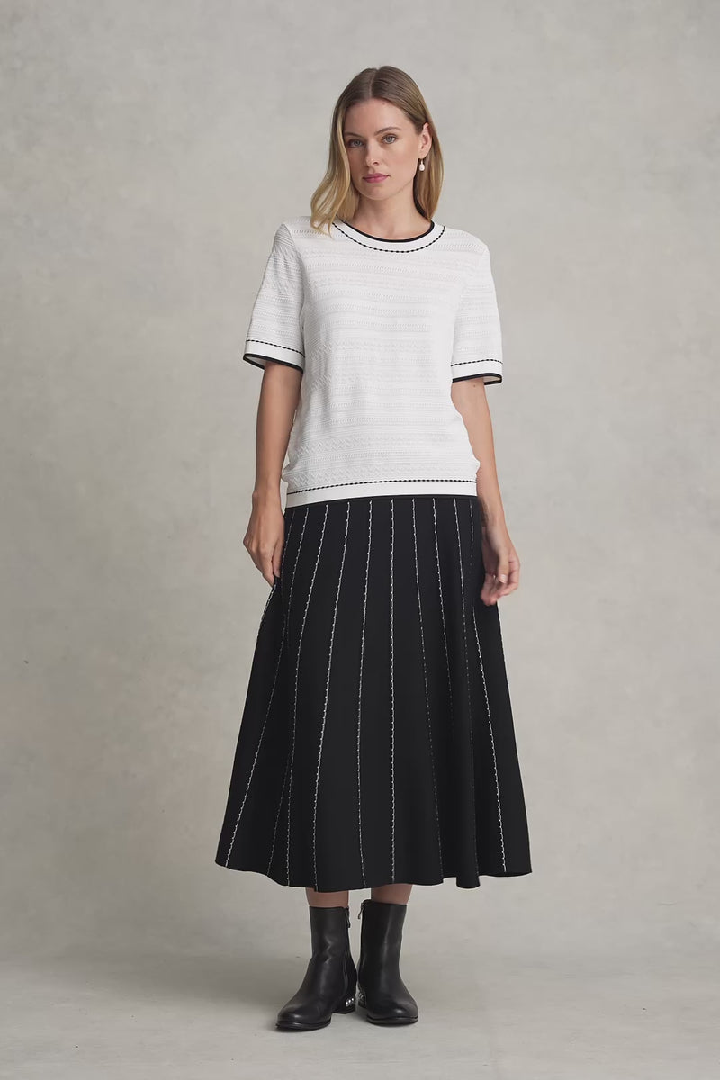 JACQUARD KNIT TOP - WHITE 