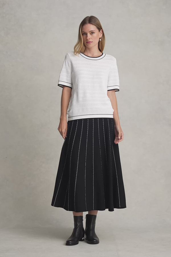 JACQUARD KNIT TOP - WHITE 