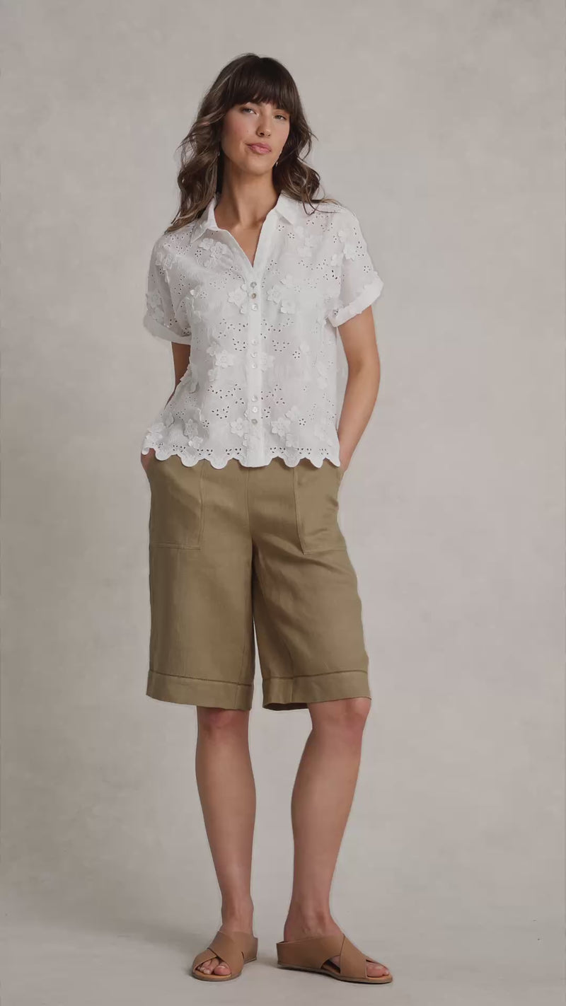 Embroidered Cotton Shirt - White