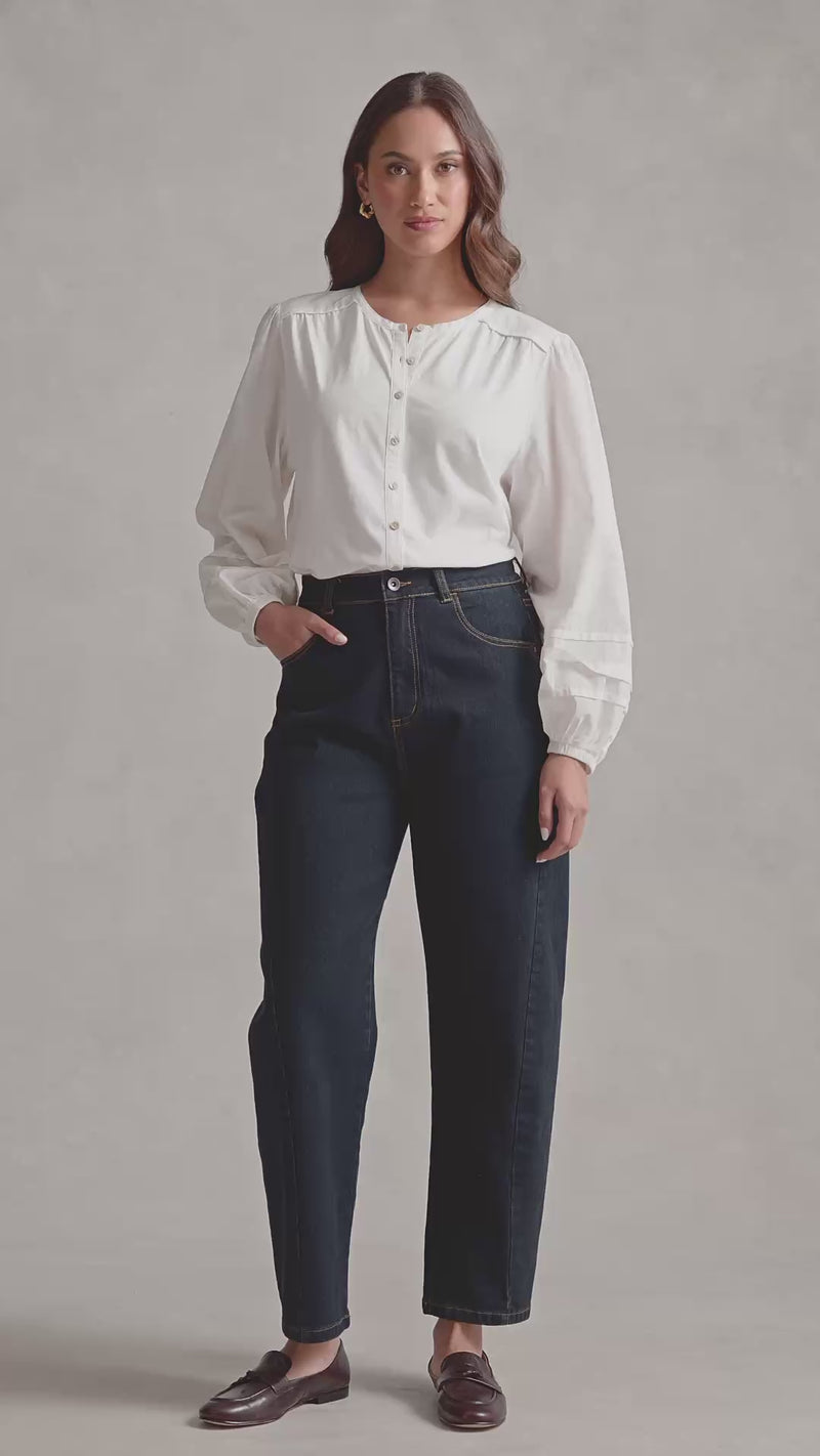 Barrel Leg Jean - Dark Denim