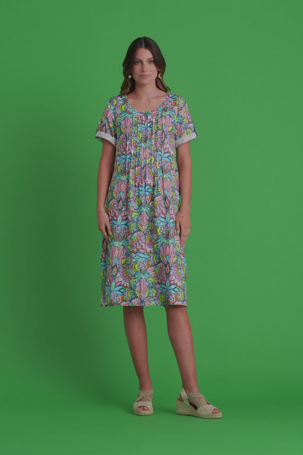 Linen Pleat Front Dress