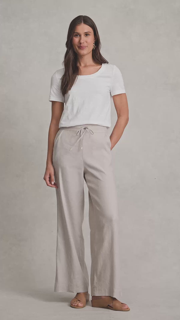 Wide Leg Full Length Pant - Bone