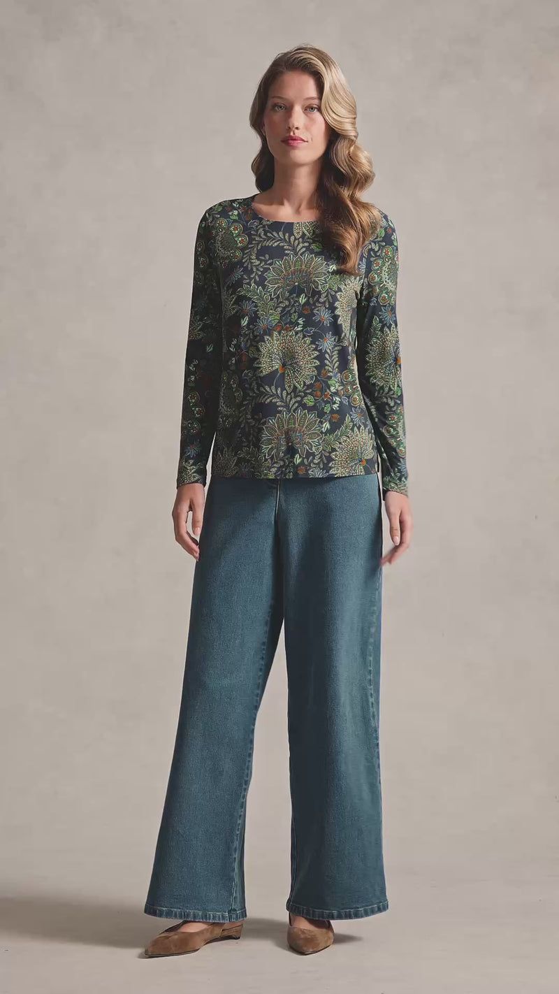 Double Layer Long Sleeve T-Shirt - Winter Chintz Print