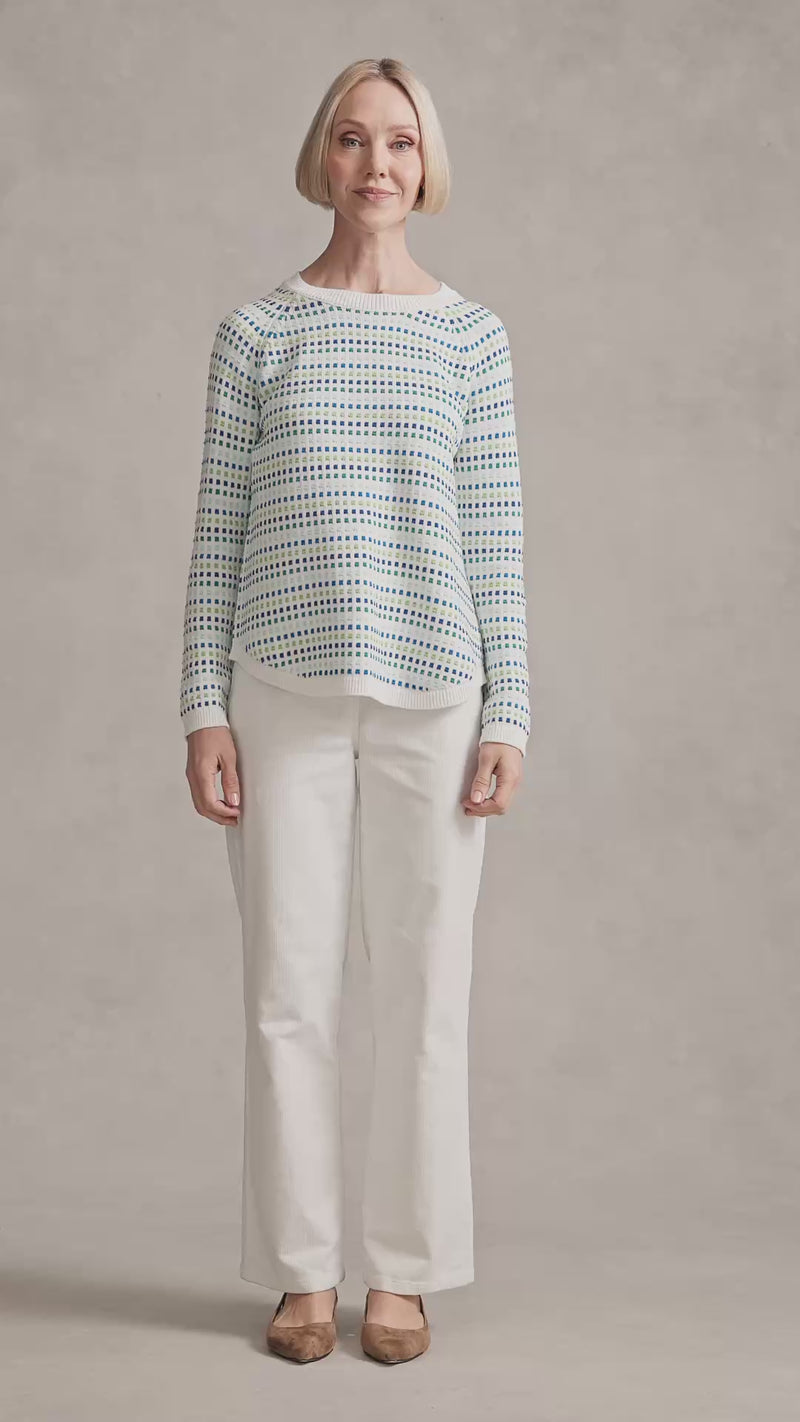 Jacquard Cotton Jumper - Multi-Colour Dot