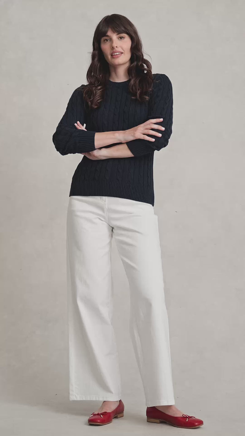 Long Sleeve Cable Knit - Ink