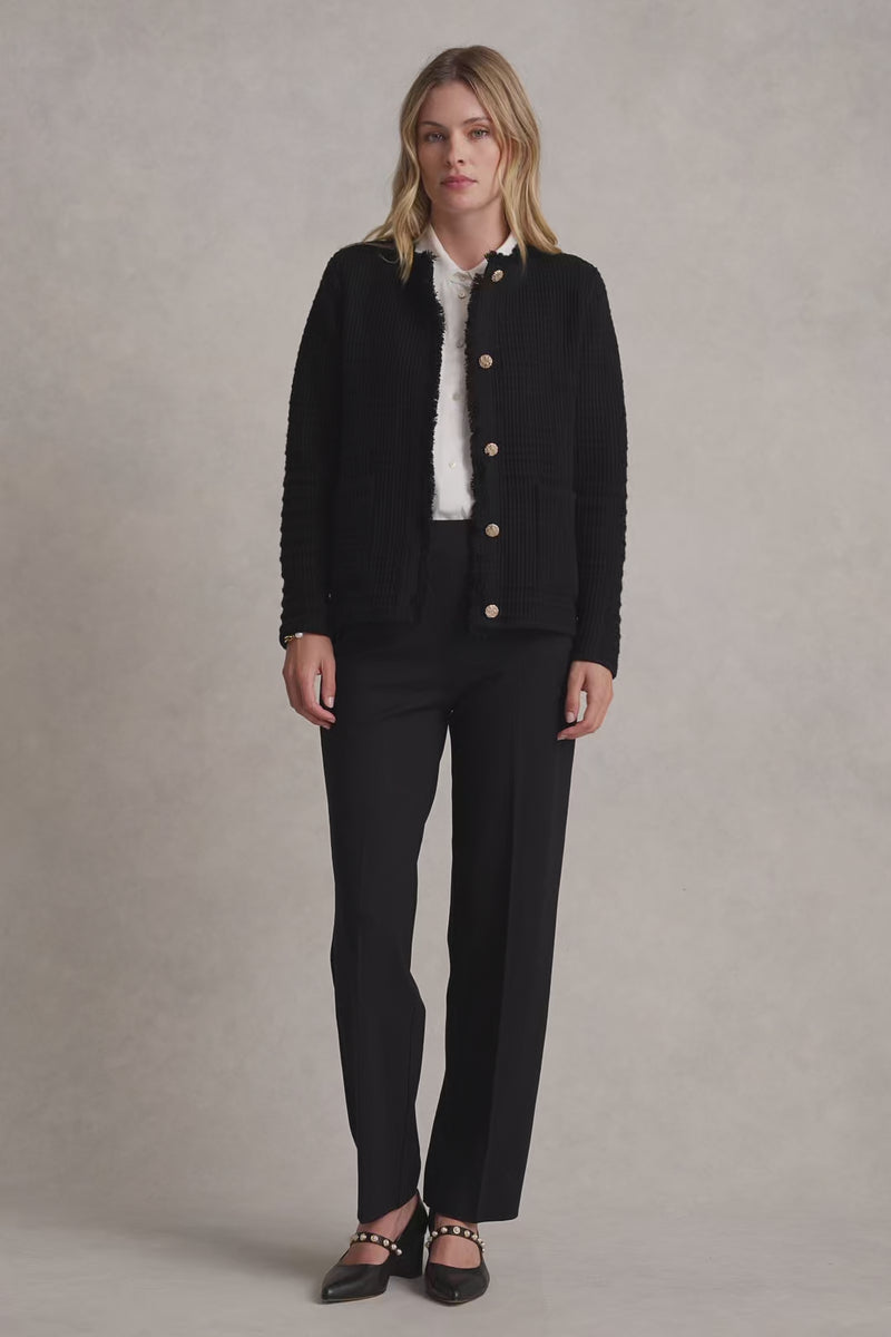 TWEED KNIT JACKET - BLACK 