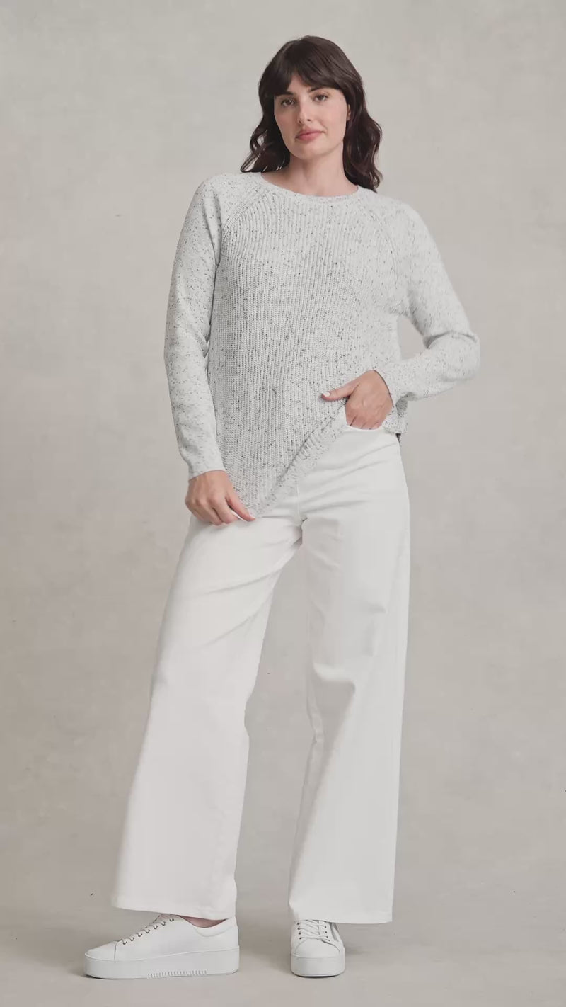 Cotton Blend Textured Jumper - Pearl Donegal