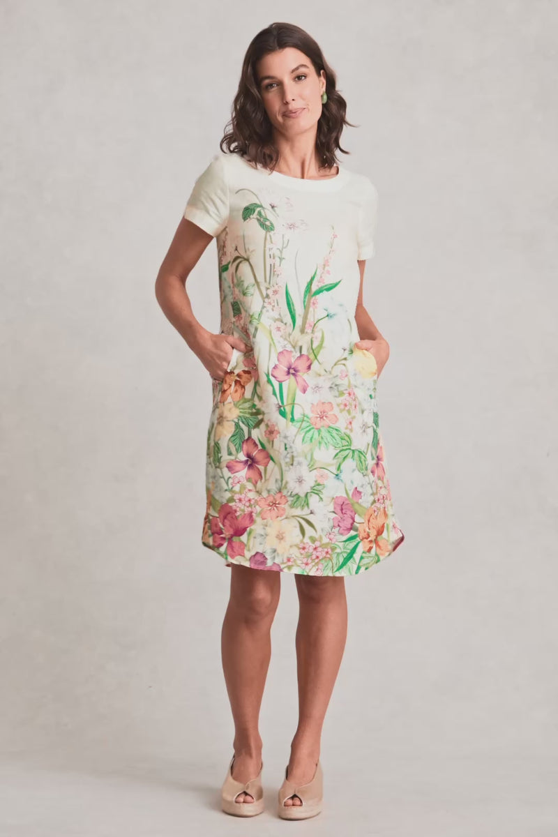 Printed French Linen Dress – Botanical Print
