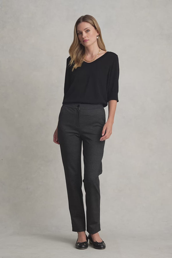 TAPERED PONTE PANT - GREYSCALE CHECK