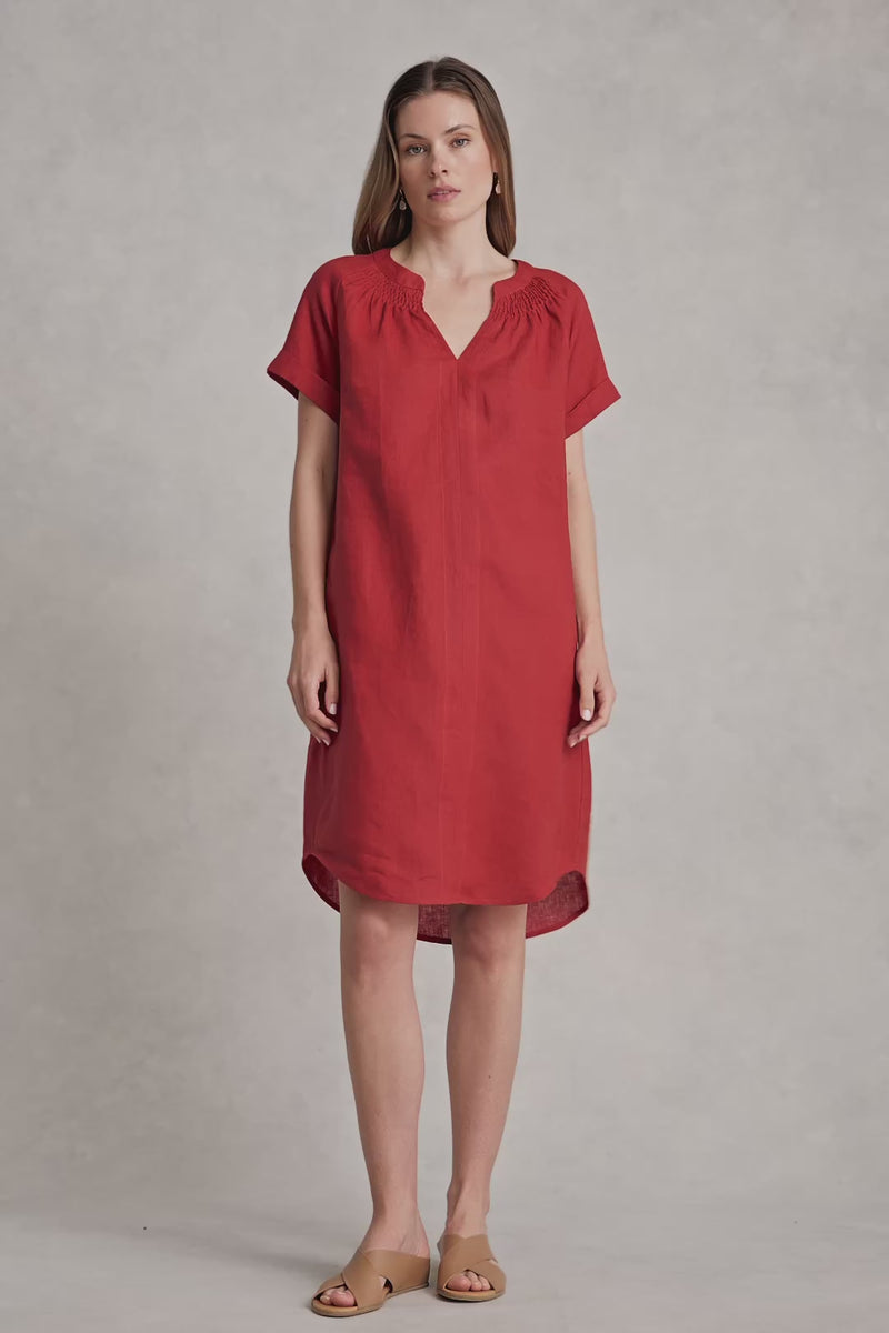 Gathered Neck Dress - Burnt Orange