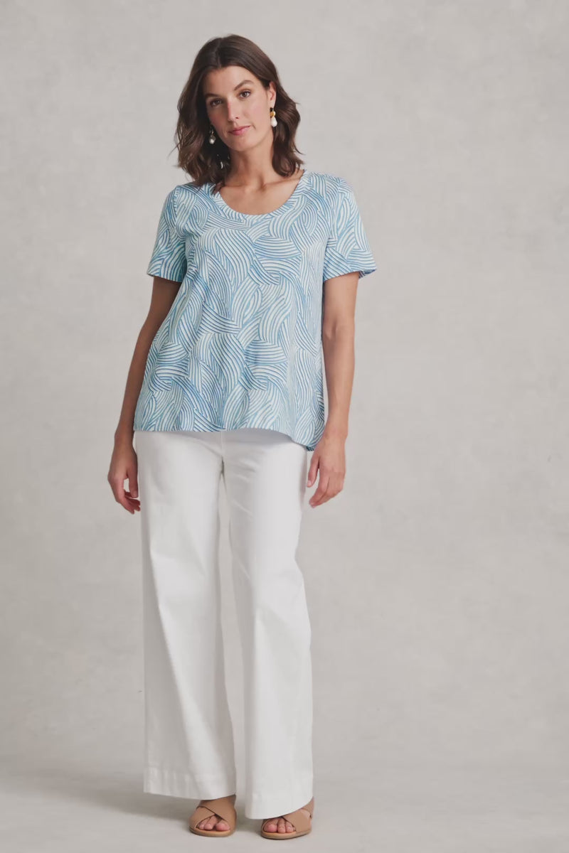 Organic Cotton Slub T-Shirt - Linear Curve Print