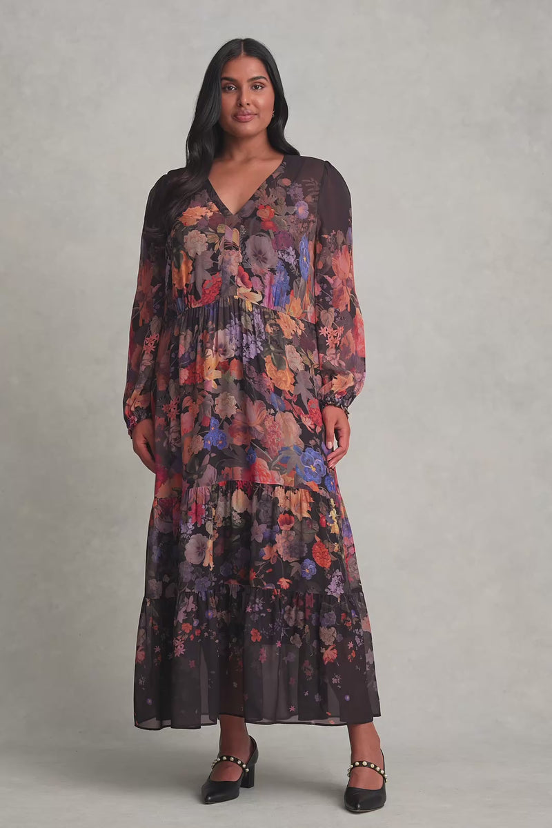 Georgette Print Dress - Midnight Floral