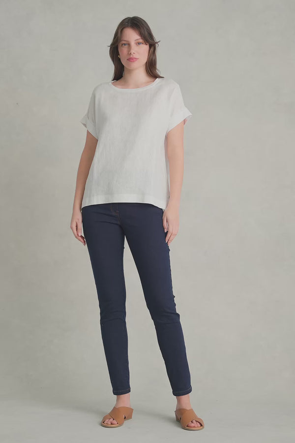 Linen Mix Top - White