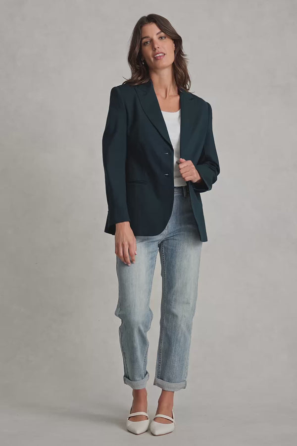 Single Breasted Ponte Blazer - Navy