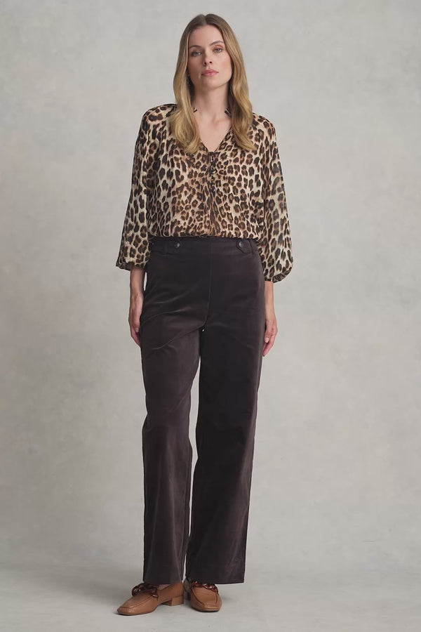 WIDE LEG VELVET PANT - CHOCOLATE