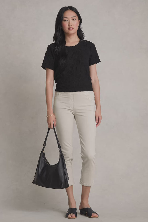 Crinkle Cotton T-Shirt - Black