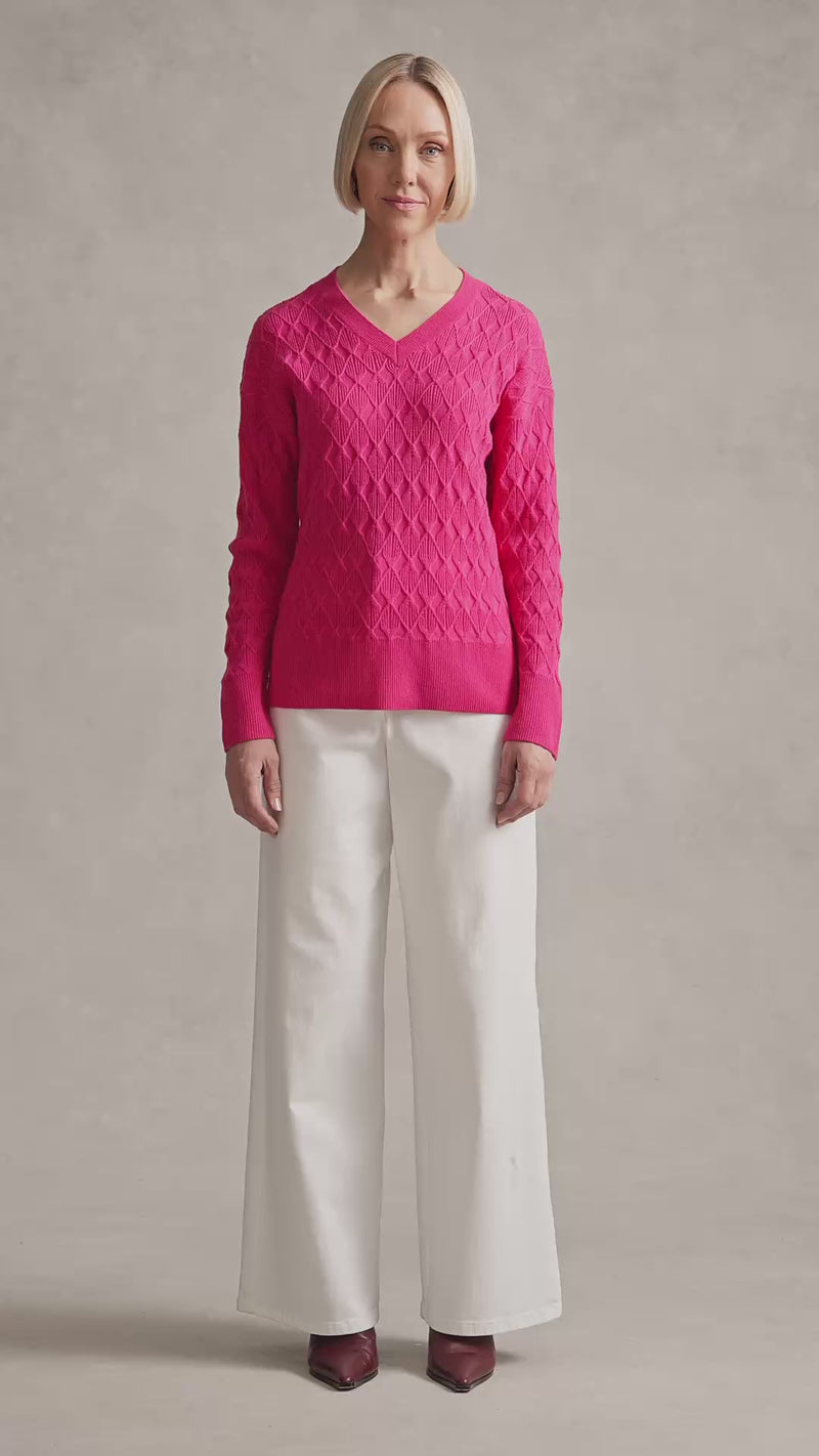 Merino Jacquard Knit - Hot Pink