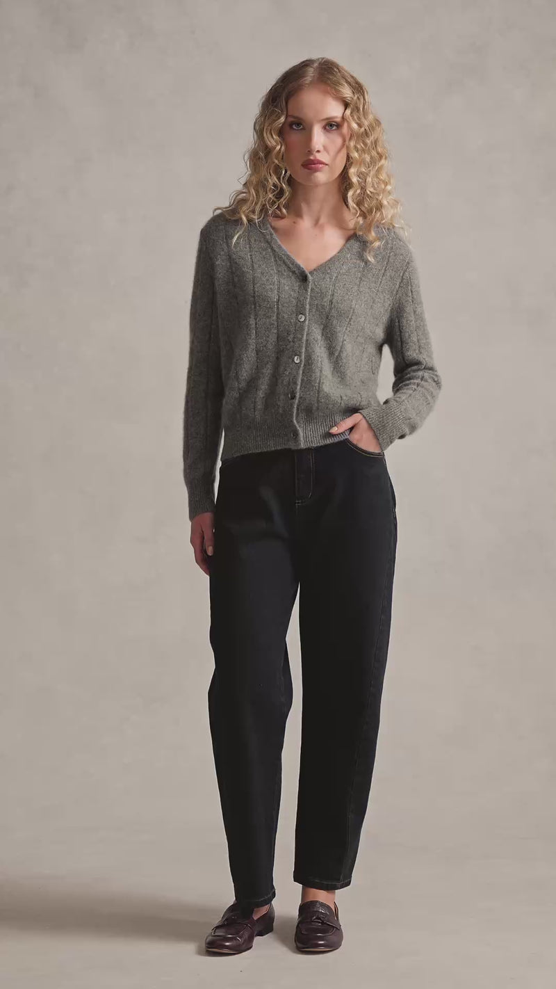 Brushed Merino Wool Cardigan - Pewter Grey