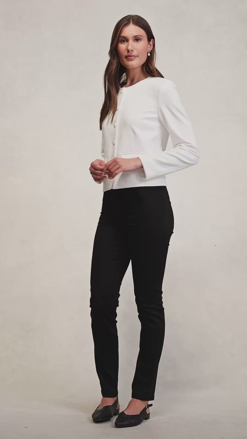 Collarless Ponte Jacket - Cream