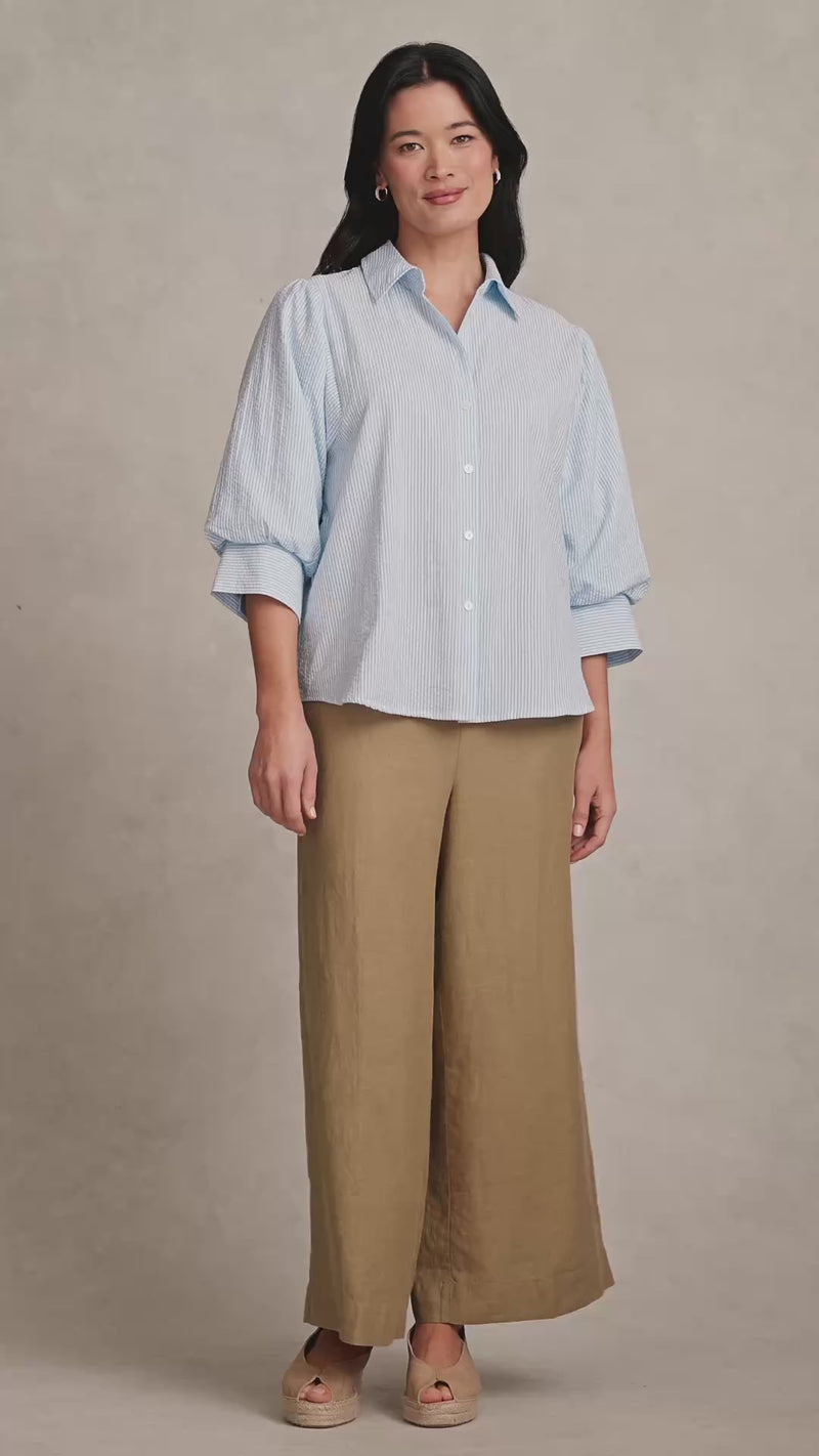 Seersucker Shirt - Blue Stripe
