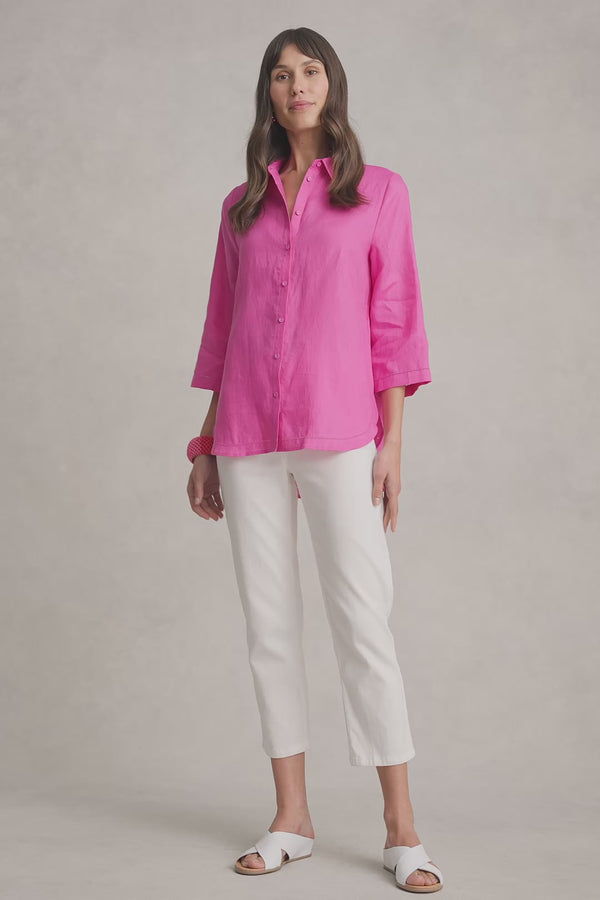 French Linen Shirt - Rose Pink