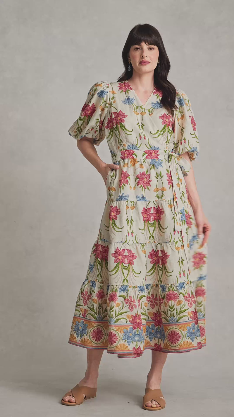 Tiered Wrap Dress- Paradise Print