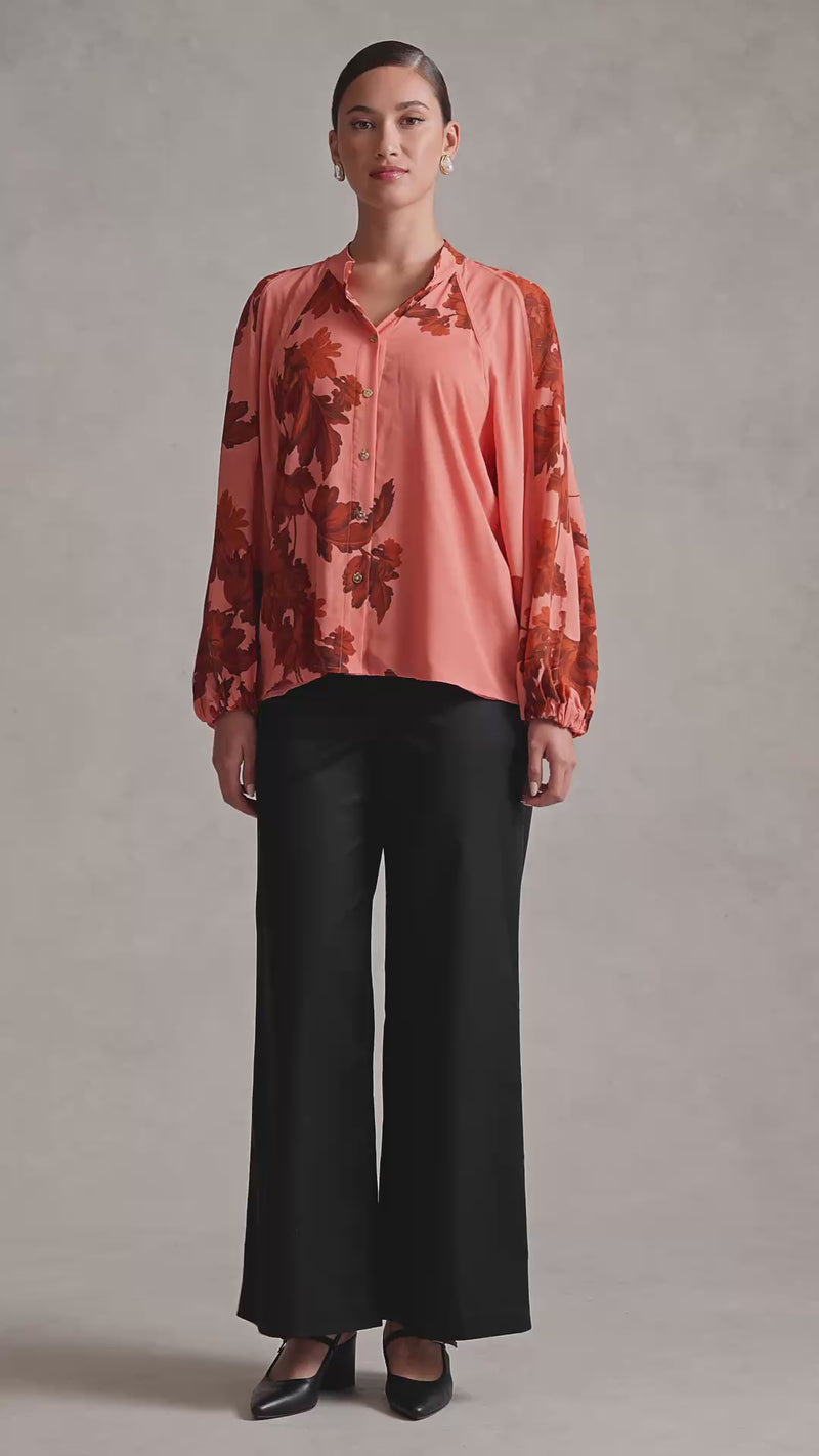 Panelled Raglan Shirt - Sienna Floral Print