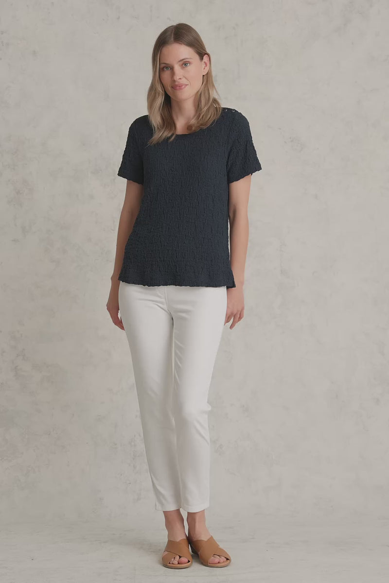 Crinkle Cotton T-Shirt - Ink