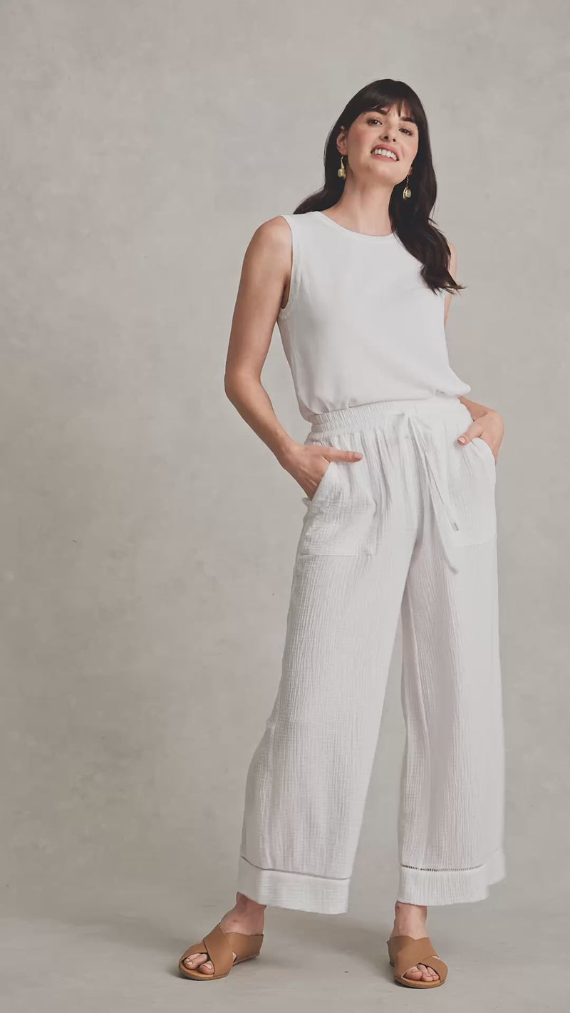Cheesecloth Resort Pant - White